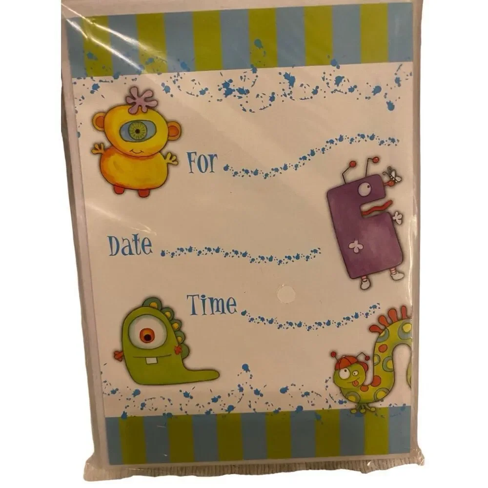 Lot Of 2 8pc Monster Party Invitations Supplies Kids